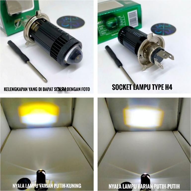 NEW [BEST QUALITY] LAMPU LED RTD M01F 30watt H4 MOTOR Mobil LASER PROJIE CUT OFF 2in1 putih / putih 