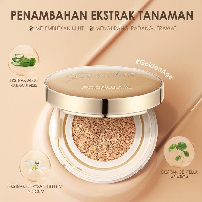 FOCALLURE Poreless BB Cushion Full Coverage Foundation #GoldenAge