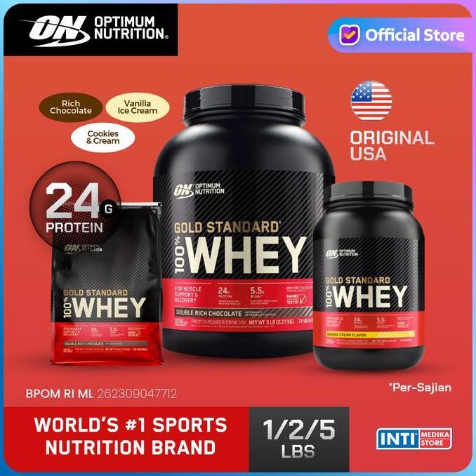 On - Gold Standard Whey For Muscle Support & Recovery | Susu Bubuk Tinggi Protein Untuk Pembentukan 