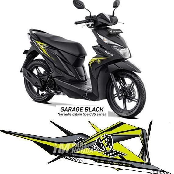 STIKER COCOK UNTUK BEAT ECO K81 2019 HITAM KUNING GARAGE BLACK