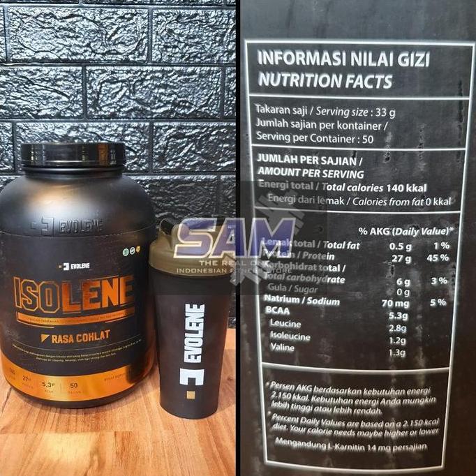 Suplemen Fitness Evolene Isolene 50 Sachet 1650 Gram Malang Whey Protein Isolate