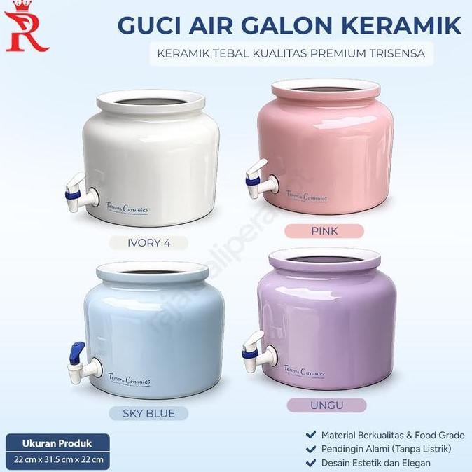 Guci Galon 12 Liter Dispenser Air Gentong Air Keramik Polos Trisensa