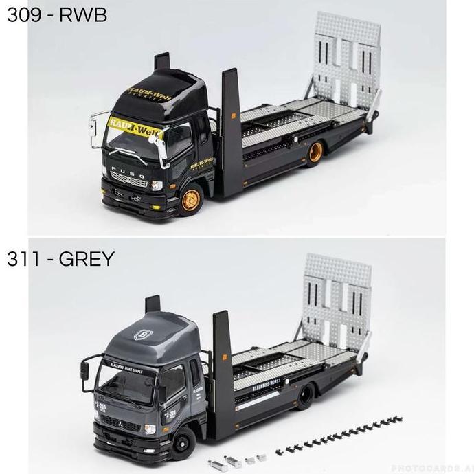 margaretacv / GCD 1/64 Mitsubishi Fuso Double Decker Transport Truck RWB Livery Grey Diecast Diskon