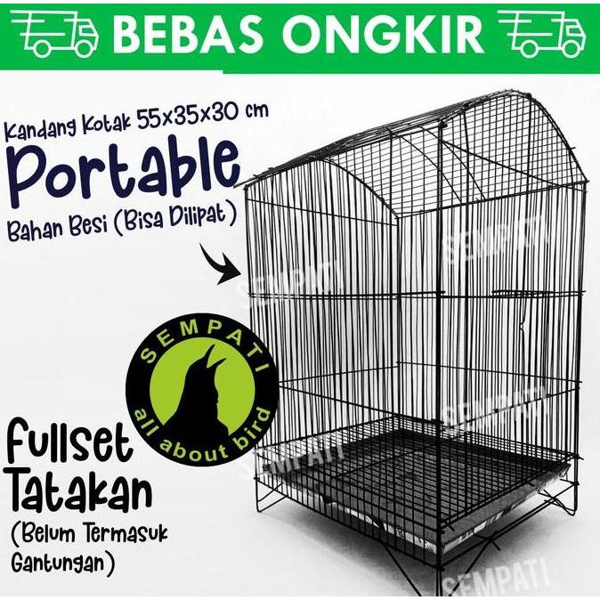 SEMPATI SANGKAR KOTAK BESI LIPAT 55 X 35 X 30 CM KANDANG BURUNG PERKUTUT KENARI PLECI SOGON CIBLEK L