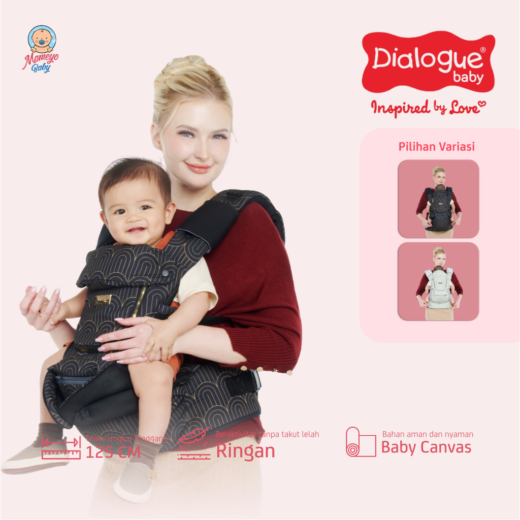 Dialogue Baby Gendongan Hipseat + SSC M Shape Glamour Series – Gendongan Bayi Depan Premium Anti Air