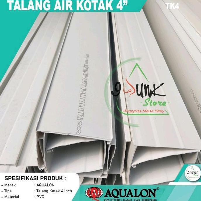 TALANG AIR PVC KOTAK 4 INCH AQUALON PANJANG 2 METER / TALANG GUTTER AIR PVC KOTAK 4 INCH PANJANG 2 M