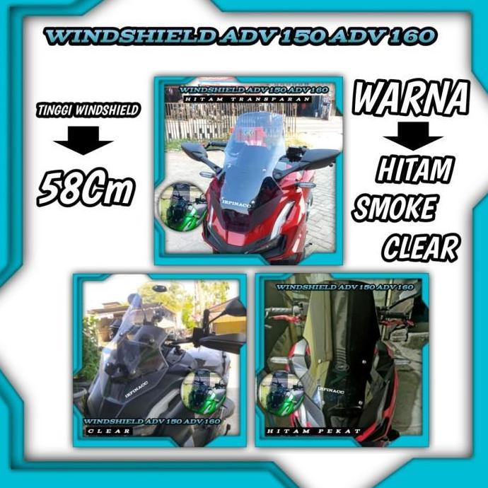 Visor Windshield Adv 160 Adv 150 Tinggi Ydp Hitam Clear Smoke - Hitam Ready