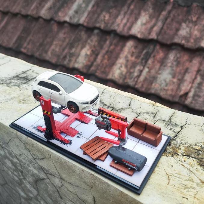 MINI DIORAMA 1 / 64 - DIECAST 64 - DIORAMA + AKRILIK - DIORAMA ACRYLIC DIECAST - DIORAMA BENGKEL - M
