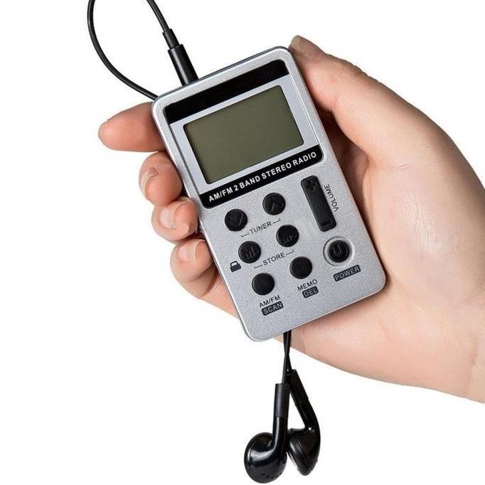Receiver Tour guide Cas Radio Digital Saku AM FM Baterai Charge Promick V112 Mini Pocket