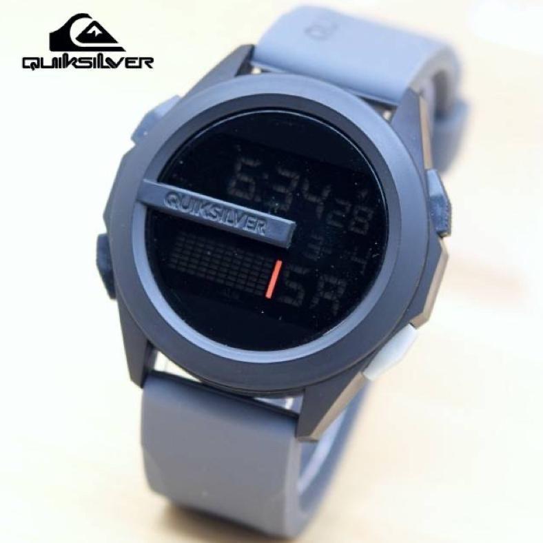 Original Cod Jam Tangan Pria Quiksilver Drone Digital Tahan Air Strap Rubber Waterresist