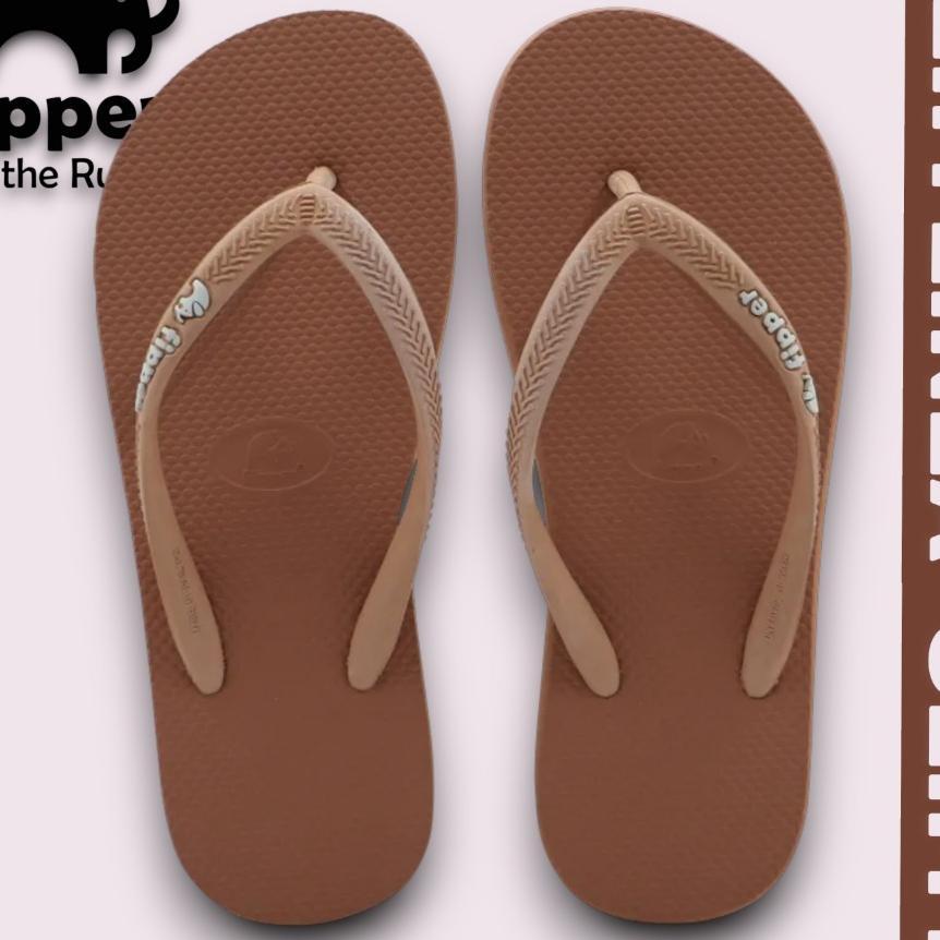 Fipper Sandal Slim Linea Brown / Brown Mangoose - Sandal Jepit Wanita