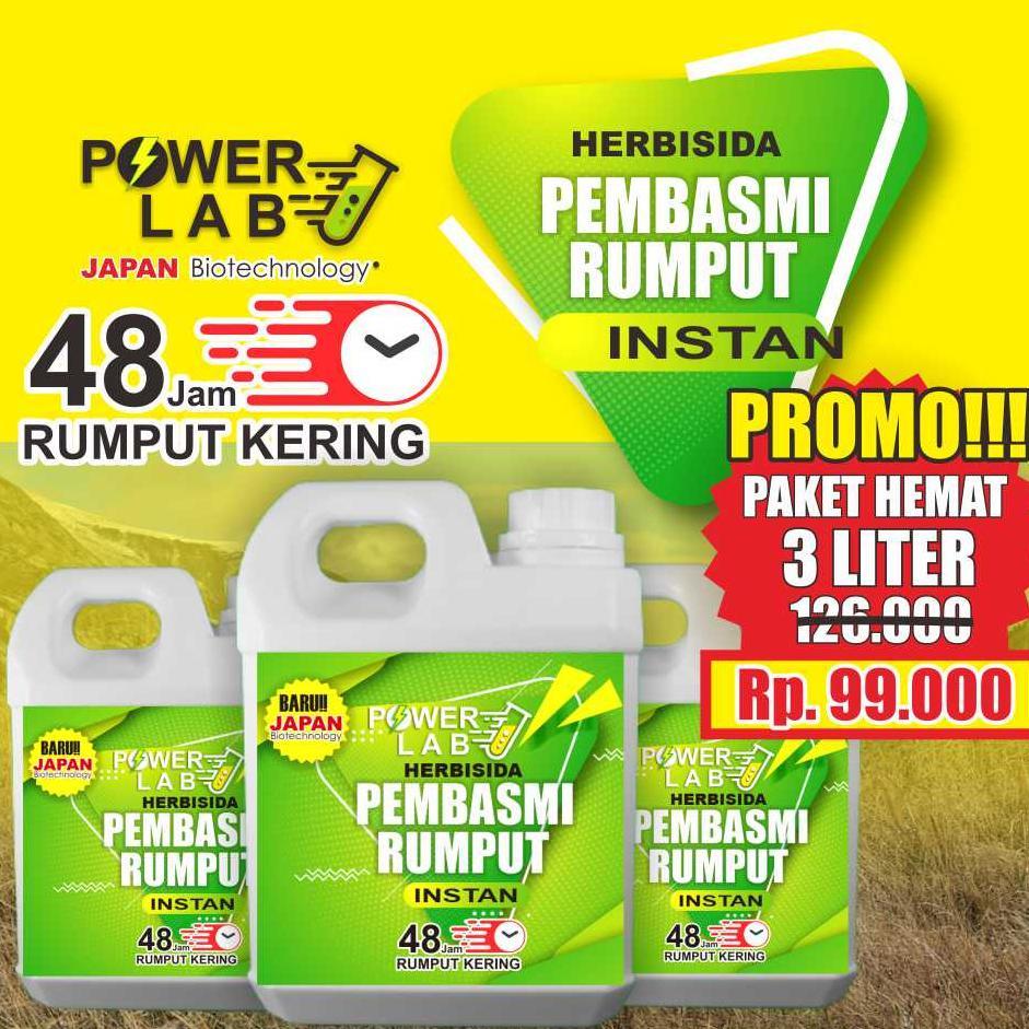 Promo Powerlab Paket Hemat Lengkap 3 Jerigen 1 Liter Herbisida Kontak Racun Obat Pembasmi Dan Pember