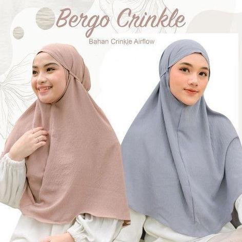 Jilbab Bergo Crinkle Airflow L/Hijab Instan Bergo Crinkle Premium
