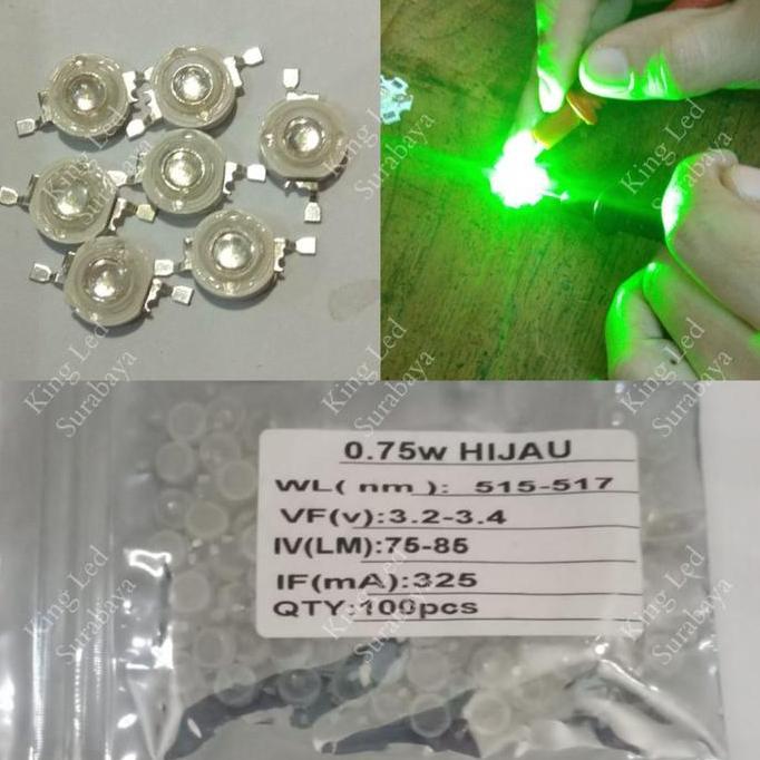 cvrootroz / (100PCS) HPL 0.7W Tanpa Pendingin HIJAU High Power LED 0.7 Watt 0,7W Diskon