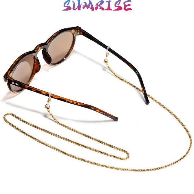 Rantai Kacamata Premium Stainless Steel Tali Anti Slip untuk Kacamata & Masker Unisex Pria Wanita