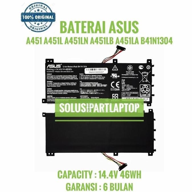 Original Baterai Asus A451 A451L A451Ln B41N1304