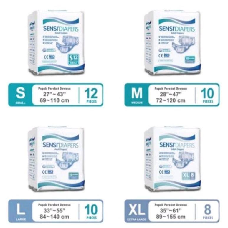 SENSI ADULT DIAPERS/POPOK PEREKAT SENSI/POPOK DEWASA PEREKAT (S12/M10/L10/XL8)