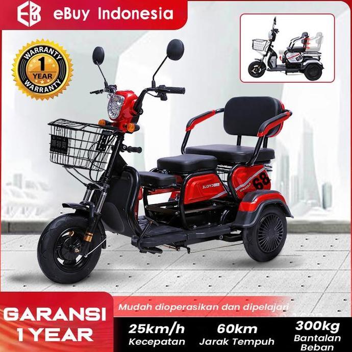 Terlaris Sepeda Motor Roda 3 Sepeda Roda Tiga Listrik Skuter Untuk Lansia