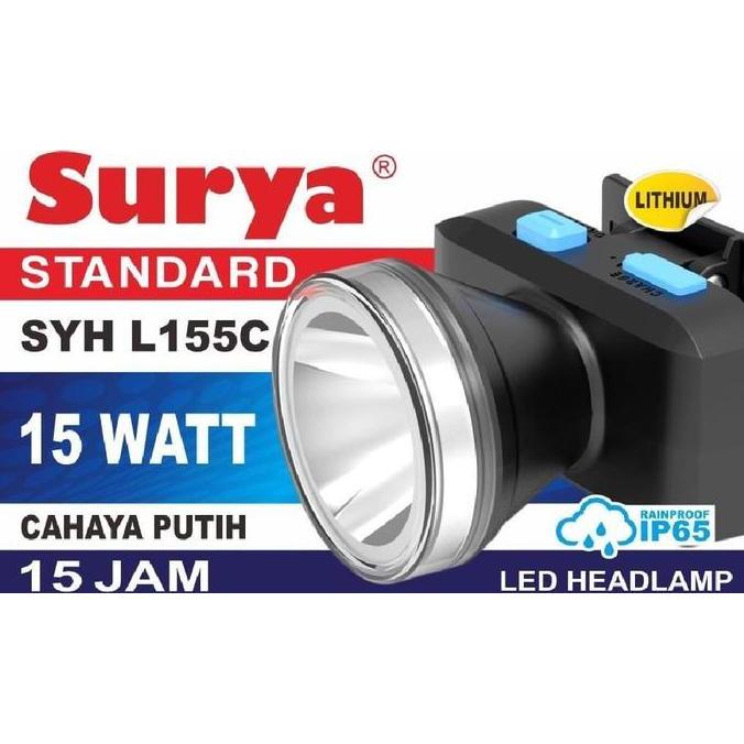 SENTER KEPALA SURYA L155C WATERPROOF IP65 15WATT 15JAM PUTIH