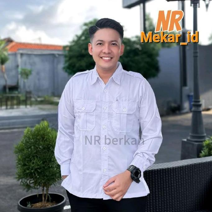 Baju Dinas Pria Pdh Putih Lengan Panjang Bahan Katun Adem Lembut Tebal Nyaman