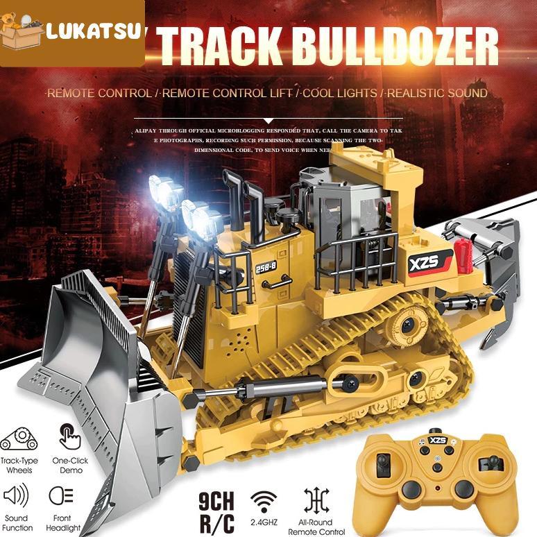PAKET HEMAT Mainan Bulldozer Remote Control Bulldozer RC Mainan Mobil Kontruksi Front Loader Lampu +