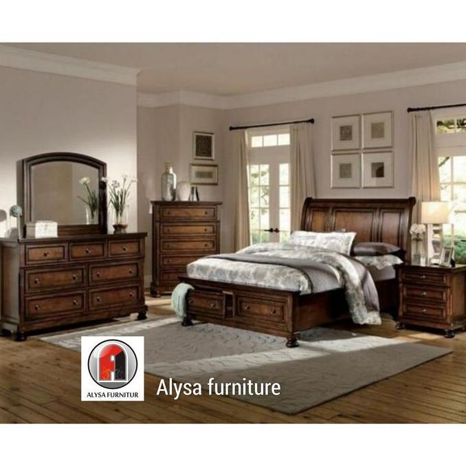 Terlaris Kamar Set Jati, Set Kamar Jati, Tempat Tidur Minimalis Modern Jati, 01