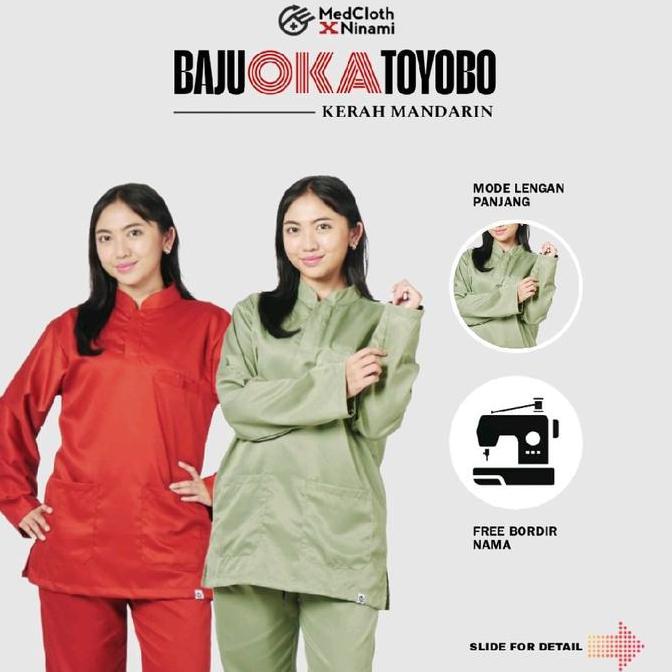 Doctor Scrub'S Set Baju Ok Lengan Panjang Kerah Mandarin
