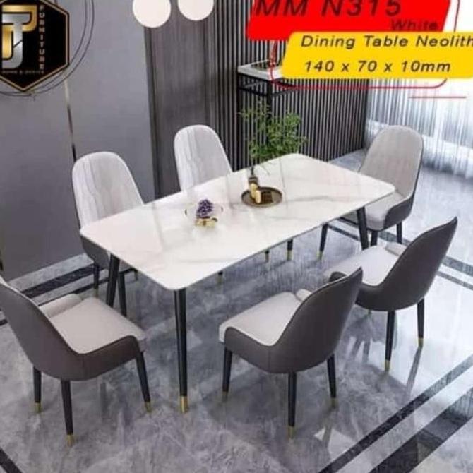 Terlaris Meja Makan Besi Set Kaca 6 Kursi - 1 Set Meja Makan 6 Kursi - Meja Makan - Meja Makan Batu 
