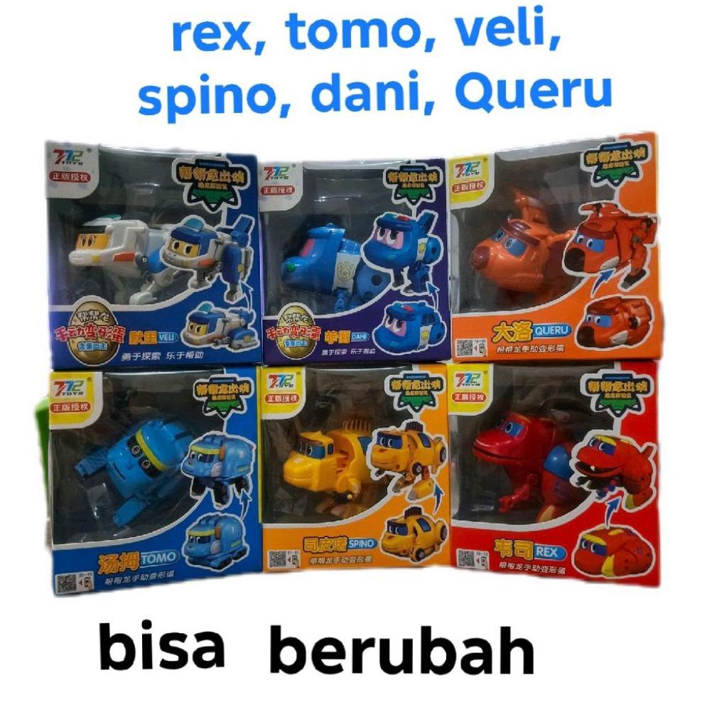new arrival mainan go go dino robot gogo dino robot transfoms rex tomo locky ping veli queru dani sp