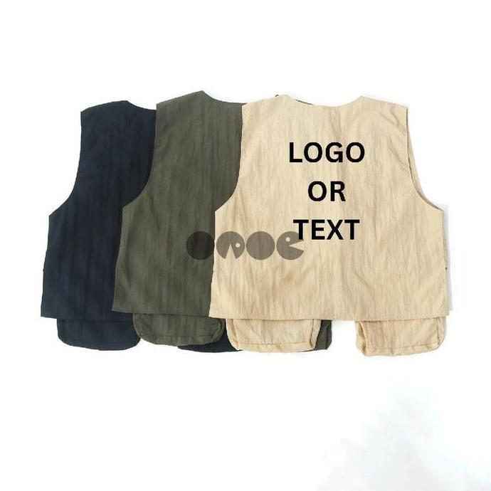 Oaoe [Custom Logo/Text Bordir] Vwjp Unisex Simple Work Japanese Uniform Outdoor Waterproof Vest Romp