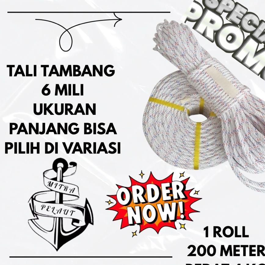 Tali Tambang 6Mm / Tali Tambang Ppd / Tali Proyek / Tali Kapal / Tampar Plastik / Tambang Plastik