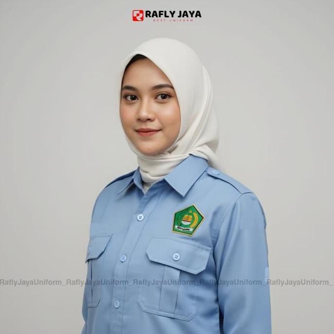 Baju Seragam KEMENAG Terbaru Pria Wanita - Baju Seragam PDH KEMENAG Biru Hijau - Rafly Jaya