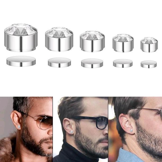 1 Pasang Anting Magnet Permata Pria dan Wanita  Silver ( Magnet Permata) tanpa tindik anting berlian