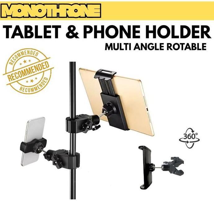 Tablet Holder Stand Mic HP Phone Holder Tab Holder Stand Mic Tripod Tab Phone Hp Dudukan Stand Band 
