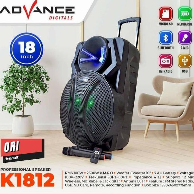 fahmifahstore / ADVANCE PROFESINAL SPEAKER 18 INCH K-1812 Diskon