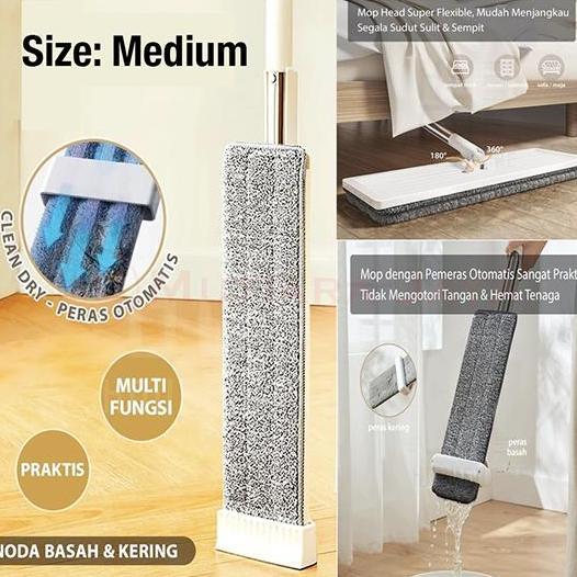 KAIN PEL LAP LANTAI MICROFIBER PERAS OTOMATIS MOP PERMBERSIH PUTIH TARIK