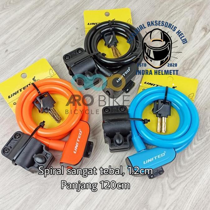GEMBOK KUNCI PENGAMAN SEPEDA HELM MOTOR UNITED KS 515 KUNCI SPIRAL
