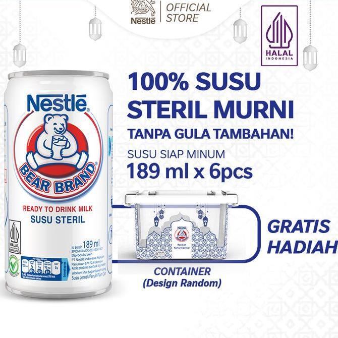 BEAR BRAND Milk White 189ml 6pcs Free Container Ramadhan