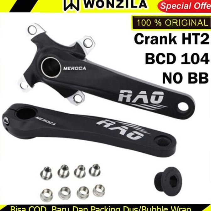 Meroca Rao Crankset Tanpa BB HT2 Crank Set Hollowtech BCD 104 Hitam
