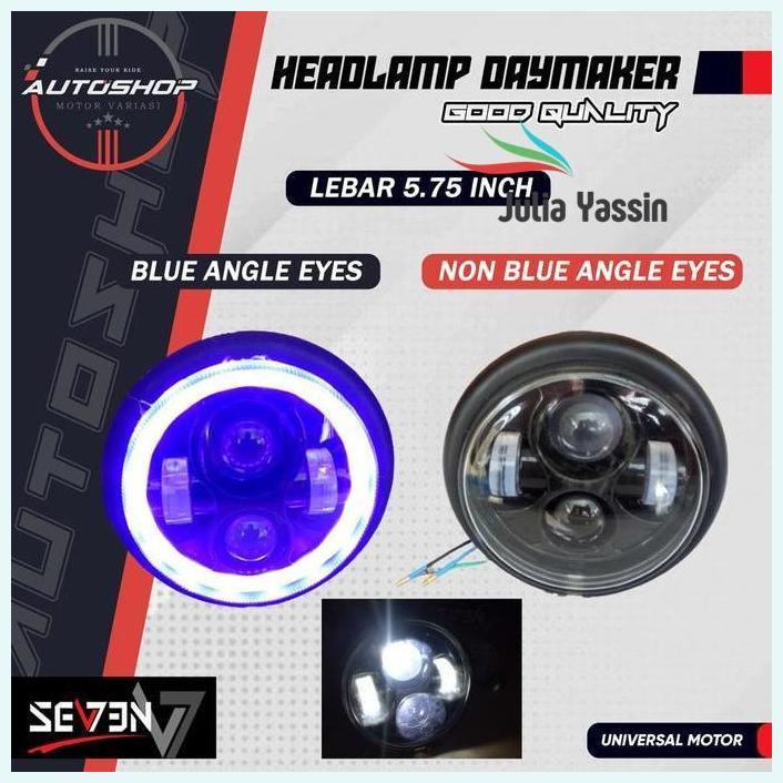 Headlamp Daymaker 5.75 Inch 4 Led Blue Angle Eyes Custom Cb Japstyle Tiger Bobber Lampu Depan Univer