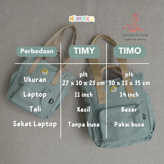 himeku timy mini 3 in 1 totepack - tas kecil multifungsi - backpack totebag handbag - ransel kanvas 