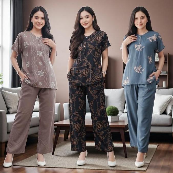 givazila_store - setelan cp andin cabutan baju rayon wanita celana piyama dewasa panjang busui tidur