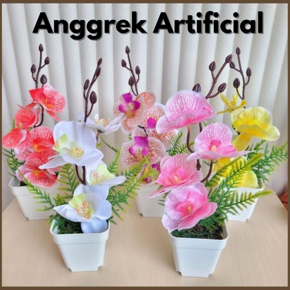 promo bunga plastik anggrek bulan mini artificial