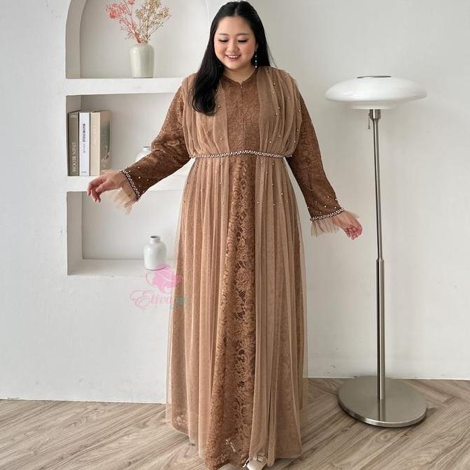 Uffa- Super Jumbo Gamis Maretha Brukat Meh Ld 130 140 150 Cm Pesta Mutiara Tile