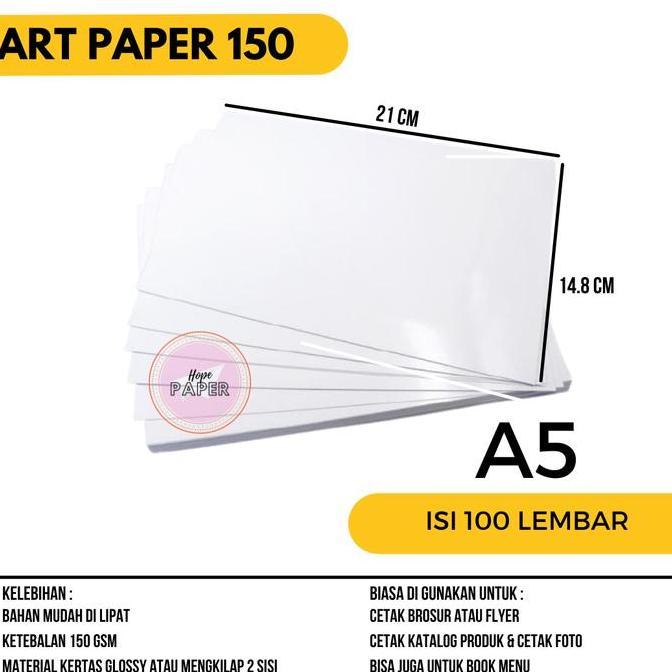 [] Kertas Art Paper A5 150 gsm / Art Paper A5 150 gr - harga 100 lembar