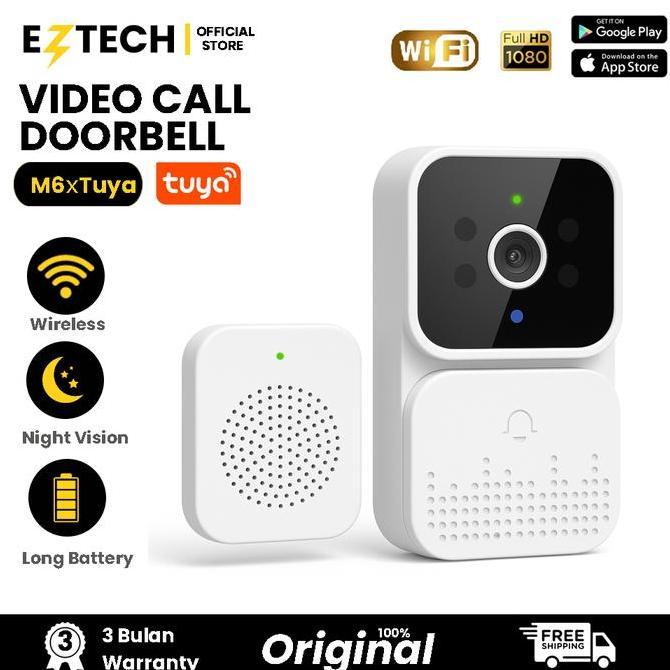 Bel Rumah Wireless Tuya DoorBell Kontrol Ponsel Bel pintu visual WIFI TUYA Smart Doorbell Camera [TU