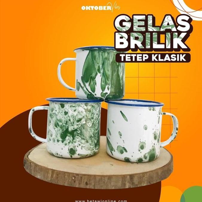 Cangkir Jadul Blirik 7cm / Mug Enamel 7cm Motif Blirik ( Loreng )