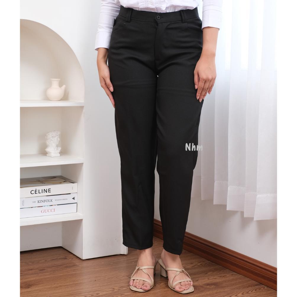 Sale Nhm Celana Panjang Bahan Celana Kerja Kuliah Pkl Formal Wanita Kancing 103, Celana Kantor