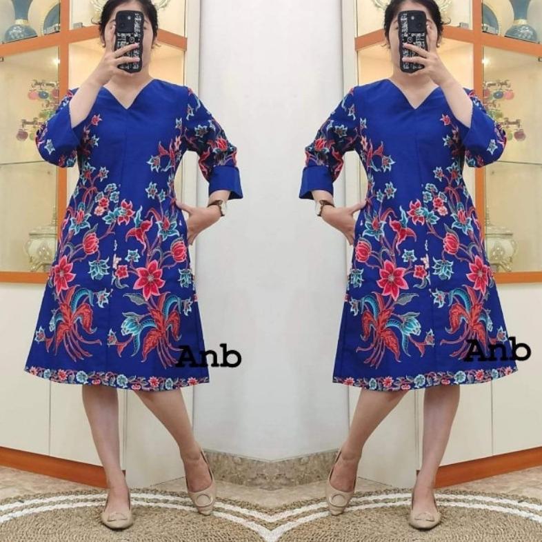 Tahan Lama Dress Batik Modern Kerah V Atasan Batik Wanita Premium M L Xl Xxl Baju Batik Untuk Wanita