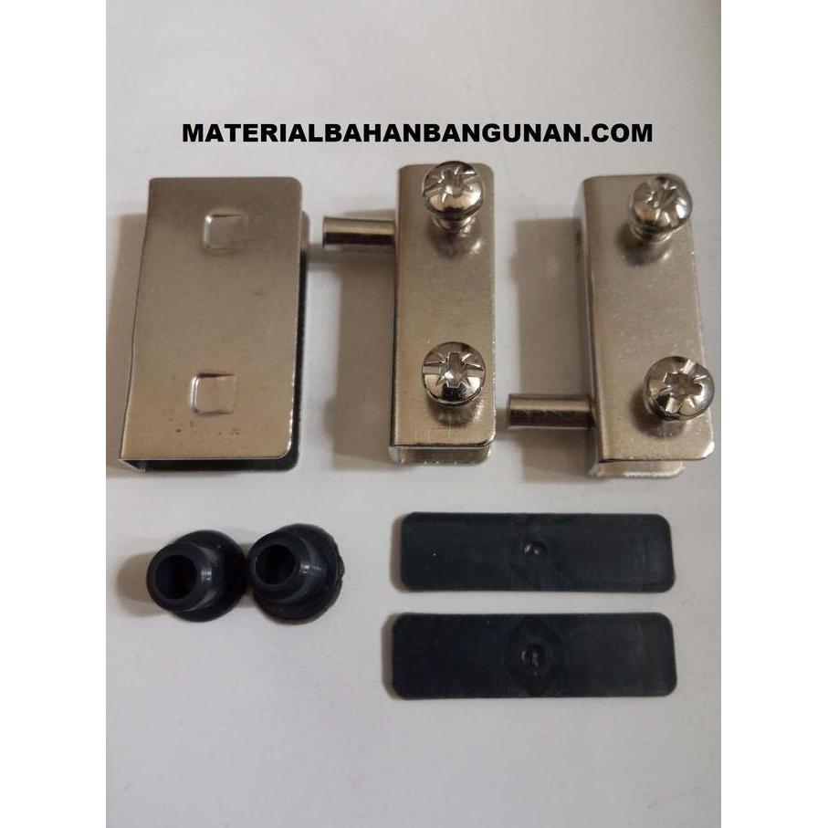 Engsel Kaca Jepit Pivot Magnet Engsel Jepit Lemari Pintu Kaca Chrome